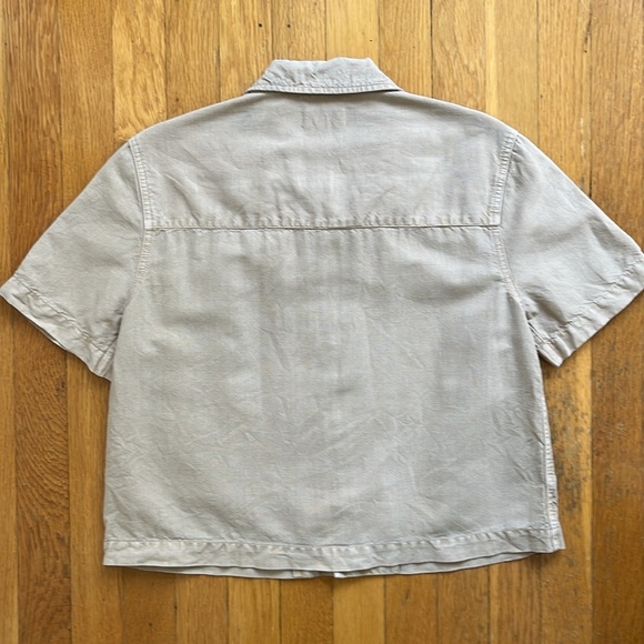 Adriano Goldschmied Cotton & Linen Short Sleeve Camp Shirt in Tan / Beige - Picture 3 of 10